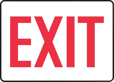 Accuform Signs MEXT906VA 10'' X 14'' Red And White 0.040'' Aluminum Admittance And Exit Sign ''EXIT'' With Round Corner (1/EA)