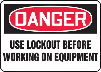 Accuform Signs MLKT016VP 10'' X 14'' Black, Red And White 0.055'' Plastic Lockout/Tagout Sign ''DANGER USE LOCKOUT BEFORE WORKING ON EQUIPMENT'' With 3/16'' Mounting Hole And Round Corner (1/EA)
