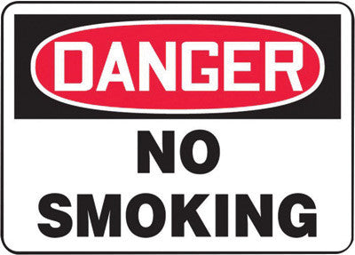 Accuform Signs MSMK133VP 10'' X 14'' Black, Red And White 0.055'' Plastic Smoking Control Sign ''DANGER NO SMOKING'' With 3/16'' Mounting Hole And Round Corner (1/EA)