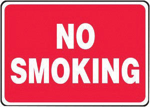 Accuform Signs MSMK570VP 10'' X 14'' White And Red 0.055'' Plastic Smoking Control Sign ''NO SMOKING'' With 3/16'' Mounting Hole And Round Corner (1/EA)