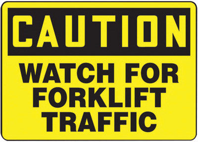 Accuform Signs MVHR631VS 7'' X 10'' Black And Yellow 4 mils Adhesive Vinyl Industrial Traffic Sign ''CAUTION WATCH FOR FORKLIFT TRAFFIC'' (1/EA)