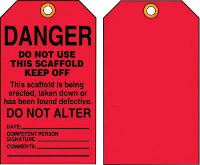 Accuform Signs TSS101PTP 5 3/4'' X 3 1/4'' Black And Red 15 mil RP-Plastic English Scaffold Status Tag ''DANGER DO NOT USE THIS SCAFFOLD KEEP OFF …'' With Metal Grommeted 3/8'' Reinforced Hole (25 Per Pack) (1 Pack)