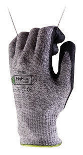Ansell 11-435-8 Size 8 HyFlex 13 Gauge Medium Weight Cut And Abrasion Resistant Dark Gray Water Based Polyurethane Palm Coated Work Gloves With Gray Dyneema, Lycra, Nylon, Glass Fiber Liner And Knit Wrist (1/PR)