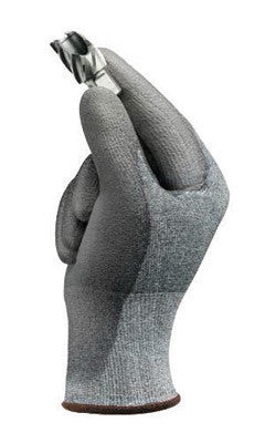 Ansell 11-727-9 Size 9 HyFlex Light Duty Cut And Abrasion Resistant Gray Polyurethane Palm Coated Work Gloves With Gray Lycra And DSM Dyneema Liner And Knit Wrist (12/PR)