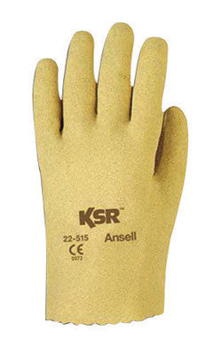 Ansell 203940 Size 10 KSR Light Duty Multi-Purpose Cut And Abrasion Resistant Tan Vinyl Fully Coated Work Gloves With Interlock Knit Liner And Slip-On Cuff (1/PR)