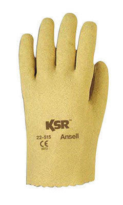 Ansell 203939 Size 9 KSR Light Duty Multi-Purpose Cut And Abrasion Resistant Tan Vinyl Fully Coated Work Gloves With Interlock Knit Liner And Slip-On Cuff (1/PR)