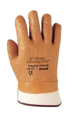 Ansell 204881 Size 10 Orange Winter Monkey Grip Textured Jersey Lined Cold Weather Gloves With Wing Thumb, SafetyCuff, Vinyl Fully Coated, Foam Insulation And Raised Finish (1/PR)