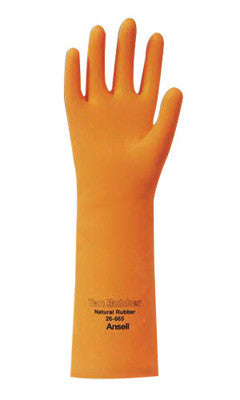Ansell 115607 Size 10 Orange And Tan HyFlex 13" Cotton Flock Lined 18 mil Unsupported Natural Rubber Latex Heavy Duty Chemical Resistant Gloves With Recessed Diamond Grip Finish And Straight Cuff (1/PR)