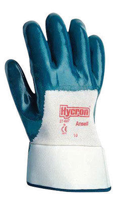 Ansell 207304 Size 8 Hycron Heavy Duty Multi-Purpose Cut And Abrasion Resistant Blue Nitrile Palm Coated Work Gloves With Jersey Liner And SafetyCuff (1/PR)