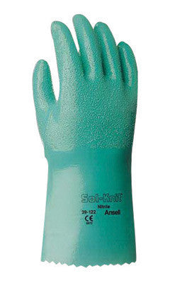 Ansell 217800 Size 7 Green Sol-Knit 12" Cotton Interlock Knit Lined Supported Nitrile Chemical Resistant Gloves With Rough Finish And Gauntlet Cuff (1/PR)
