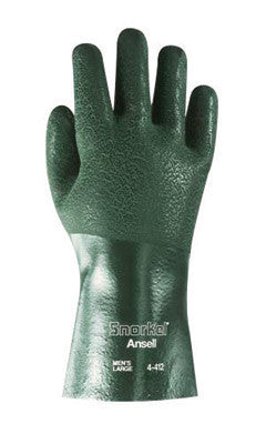 Ansell 211230 Size 10 Green Snorkel 14" Jersey Knit Lined 11 mil PVC Fully Coated Chemical Resistant Gloves With Rough Finish And Gauntlet Cuff (1/PR)