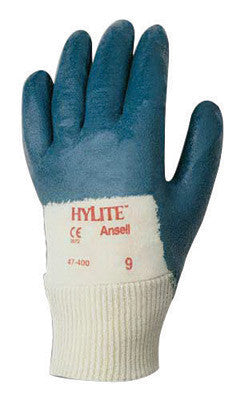 Ansell 205931 Size 8 Hylite Medium Duty Multi-Purpose Cut And Abrasion Resistant Blue Nitrile Palm Coated Work Gloves With Interlock Knit Cotton Liner And Knit Wrist (1/PR)