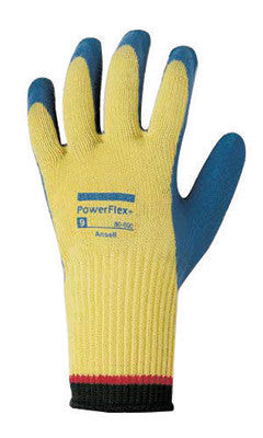 Ansell 206409 Size 8 PowerFlex Plus Heavy Duty Cut Resistant Blue Natural Rubber Latex Palm Coated Work Gloves With DuPont Kevlar Liner And Knit Wrist (1/PR)