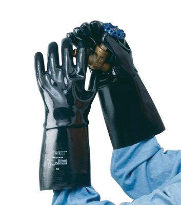 Ansell 9-924-10 Size 10 Large Black Neox 14" Fleece/Jersey Lined Neoprene Fully Coated Chemical Resistant Gloves With Smooth Finish And Gauntlet Cuff (1/PR)