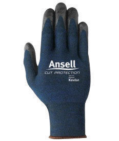 Ansell 97-505-8 Size 8 Black And Blue Clute Cut Medium Weight Cut Resistant Gloves With Knit Wrist, Intercept Technology With DuPont Kevlar Lined And Foam Nitrile Coating (1/PR)
