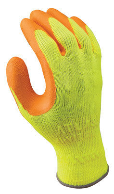 SHOWA Best Glove 317XL-10 Size 10 Atlas Hi-Viz Grip 317 10 Gauge Abrasion Resistant Hi-Viz Orange Natural Latex Palm And Fingertip Coated Work Gloves With Hi-Viz Yellow Cotton And Polyester Knit Liner And Elastic Cuff (1/PR)