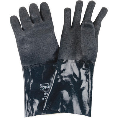 SHOWA Best Size 3414-09 Medium Blue Ultraflex II 14" Cotton Interlock Lined Neoprene Chemical Resistant Gloves With Rough Finish And Gauntlet Cuff (1/PR)