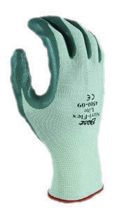 SHOWA Best Glove 4500-07 Size 7 Nitri-Flex Lite Dark Green Nitrile Dipped Palm Coated Work Gloves With Light Green Seamless Nylon Knit Liner And Knit Wrist (1/PR)