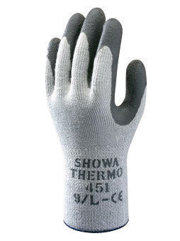 SHOWA Best Glove 451M-08 Size 8 Gray And Dark Gray Atlas Therma-Fit Seamless Loop-In Thermal Terry Cotton Lined Insulated Cold Weather Gloves With Elastic Cuff, Gray Latex Coated Palm And Fingertips And Rough Finish (1/PR)
