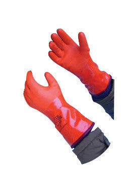 SHOWA Best Glove 460XL-10 Size 10 Orange Atlas 12" Seamless Yellow Acrylic Lined Double-Dipped PVC Fully Coated Cold Weather Gloves With Rough And Textured Finish And Gauntlet Cuff (1/PR)