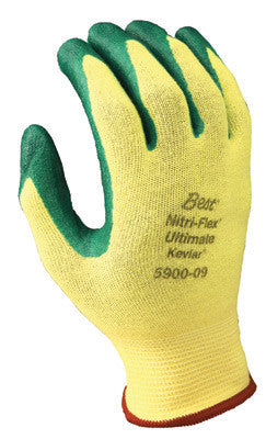 SHOWA Best Glove 5900-07 Size 7 Nitri-Flex Ultimate Cut And Oil Resistant Green Nitrile Palm Coated Work Gloves With Yellow Lycra And Kevlar Knit Liner And Knit Wrist (1/PR)