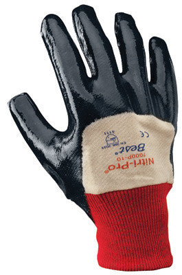 SHOWA Best Glove 7000P-09 Size 9 Nitri-Pro Heavy Duty Cut, Abrasion, Tearing And Puncture Resistant Navy Nitrile Impregnation Palm Coated Work Gloves With White Cotton And Jersey Liner And Knit Wrist (1/PR)
