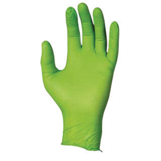 SHOWA Best Glove 7705PFTM Medium Hi-Viz Green 9 1/2" N-DEX Free 4 mil Nitrile Ambidextrous Powder-Free Disposable Gloves With Textured Finger Tip Finish And Rolled Cuff (1/BX)