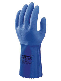 SHOWA Best Glove KV660L-09 Size 9 Blue Atlas 12" Aramid Lined Kevlar And PVC Fully Coated Chemical Resistant Gloves With Rough Finish (1/PR)
