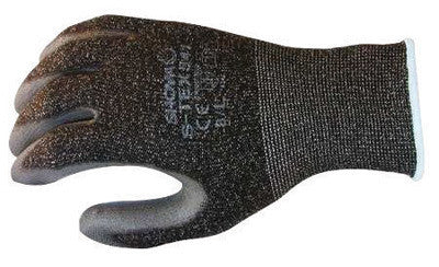 SHOWA Best Glove STEX541L-08 Size 8 S-TEX Light Weight Cut Resistant Black Polyurethane Palm And Fingertip Coated Work Gloves With Gray Hagane Coil Liner And Knit Cuff (1/PR)