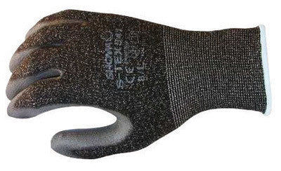 SHOWA Best Glove STEX541S-06 Size 6 S-TEX Light Weight Cut Resistant Black Polyurethane Palm And Fingertip Coated Work Gloves With Gray Hagane Coil Liner And Knit Cuff (1/PR)