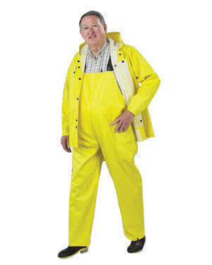 Onguard Industries 76017-XL X-Large Yellow Webtex .6500 mm PVC And Non-Woven Polyester 3 Piece Rain Suit (Includes Jacket With Front Snap Closure, Detached Hood And Bib Pants With No Fly) (1/EA)