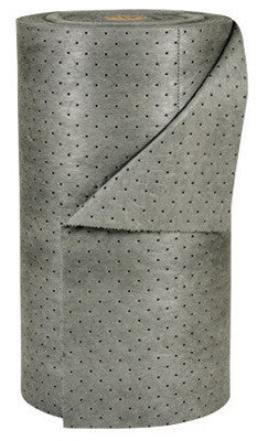 Brady MRO350-DP 30'' X 150' SPC MRO Plus Gray 3-Ply Meltblown Polypropylene Dimpled Double Perforated Medium Weight Sorbent Roll, Perforated Every 15'' And Up The Center (1 Roll)