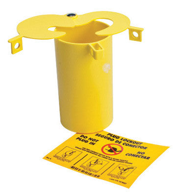 Brady PLO23 Yellow 3'' X 5 1/2'' Thermoplastic Prinzing 3-In-1 Plug Lockout With (2) Sliding Top Lids (1/EA)
