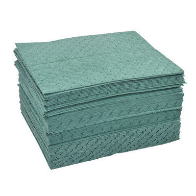 Brady RFPP100 15'' X 19'' SPC Re-Form Pro Plus Green 3-Ply Polypropylene Perforated Heavy Weight Sorbent Pad, Perforated Every 7.5'' (100/EA)