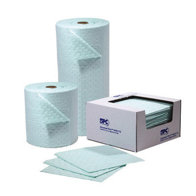 Brady UN1719 15'' X 19'' SPC Universal Plus Green 3-Ply Surfactant Treated Polypropylene Dimpled Perforated Heavy Weight Sorbent Pad (100 Per Case) (100/EA)
