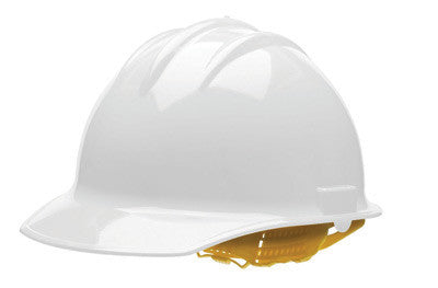Bullard 30WHP White Class E or G Type I Classic C30 3000 Series HDPE Cap Style Hard Hat With 6-Point Self-Sizing Pinlock Suspension, Accessory Slots, Chin Strap Attachment And Absorbent Cotton Brow Pad (1/EA)