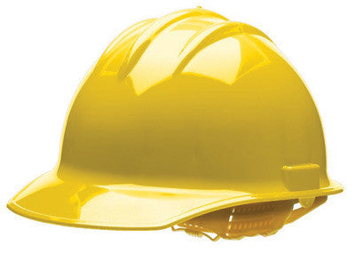 Bullard 30YLP Yellow Class E or G Type I Classic C30 3000 Series HDPE Cap Style Hard Hat With 6-Point Self-Sizing Pinlock Suspension, Accessory Slots, Chin Strap Attachment And Absorbent Cotton Brow Pad (20/EA)