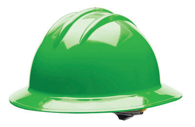 Bullard 33HGR Hi-Viz Green Class E or G Type I Classic C33 HDPE Hat Style Hard Hat With 6-Point Ratchet Suspension, Chin Strap Attachment And Absorbent Cotton Brow Pad (1/EA)