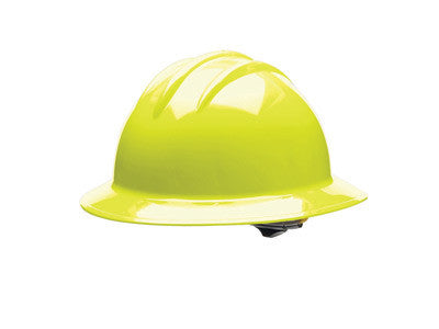 Bullard 33HYR Hi-Viz Yellow Class E or G Type I Classic C33 HDPE Hat Style Hard Hat With 6-Point Ratchet Suspension, Chin Strap Attachment And Absorbent Cotton Brow Pad (1/EA)