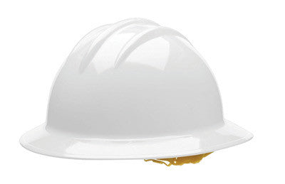 Bullard 33WHP White Class E or G Type I Classic C33 HDPE Hat Style Hard Hat With 6-Point Pinlock Suspension, Chin Strap Attachment And Absorbent Cotton Brow Pad (1/EA)