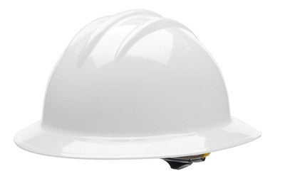 Bullard 33WHR White Class E or G Type I Classic C33 HDPE Hat Style Hard Hat With 6-Point Ratchet Suspension, Chin Strap Attachment And Absorbent Cotton Brow Pad (1/EA)