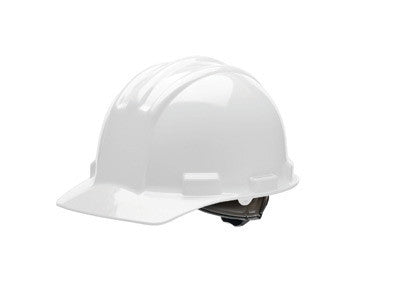Bullard 51WHR White Class E or G Type I Standard S51 5100 Series HDPE Cap Style Hard Hat With 4-Point Flex-Gear Ratchet Suspension, Accessory Slots, Chin Strap Attachment, Rain Trough And Absorbent Polyester Brow Pad (1/EA)