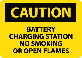 NMC C386A-CAUTION, BATTERY CHARGING STATION NO SMOKING OR OPEN FLAMES, 7X10, .040 ALUM (1 EACH)