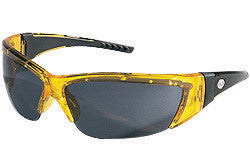 Crews FF232 ForceFlex 2 Safety Glasses With Translucent Yellow Thermo Plastic Urethane Frame, Gray Polycarbonate Duramass Anti-Scratch Lens And Black Temple Sleeve (1/PR)