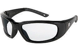 Crews FF310AF ForceFlex Ultra-Flexible Regular Safety Glasses With Black Thermoplastic Urethane Frame, Clear Polycarbonate Anti-Fog Anti-Scratch Lens And Black Temple Sleeve (1/PR)