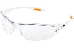 Crews LW210AF Law 2 Safety Glasses With Clear Nylon Frame, Clear Polycarbonate Duramass Anti-Fog Anti-Scratch Lens And TPR Nose Pad And Orange Temple Sleeve (1/EA)