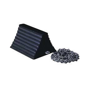 Cortina Safety Products 2048WCC 10" X 8" X 6" Black Recycled Rubber Heavy Duty Wheel Chock With 12' Chain (1/EA)