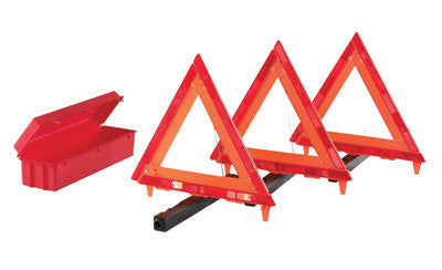 Cortina Safety Products 95-03-009 Fluorescent Orange Acrylic 3-Piece Triangle Warning Kit With (3) Triangles in Living Hinge Box (1/EA)