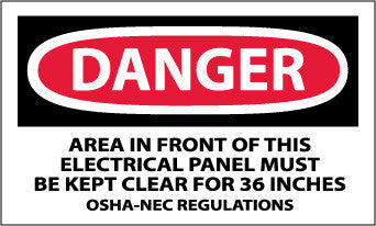 NMC D225AP-DANGER, AREA IN FRONT OF THIS ELECTRICAL PANEL. . ., 3X5, PS VINYL (PAK OF 5)