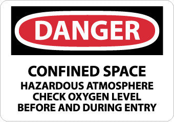 NMC D246RB-DANGER, CONFINED SPACE HAZARDOUS ATMOSPHERE. . ., 10X14, RIGID PLASTIC (1 EACH)